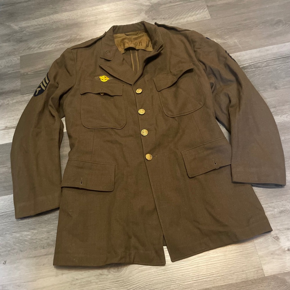 Vintage US Army Wool Field Jacket 44R WW2 79th Infantry Division Uniform Olive